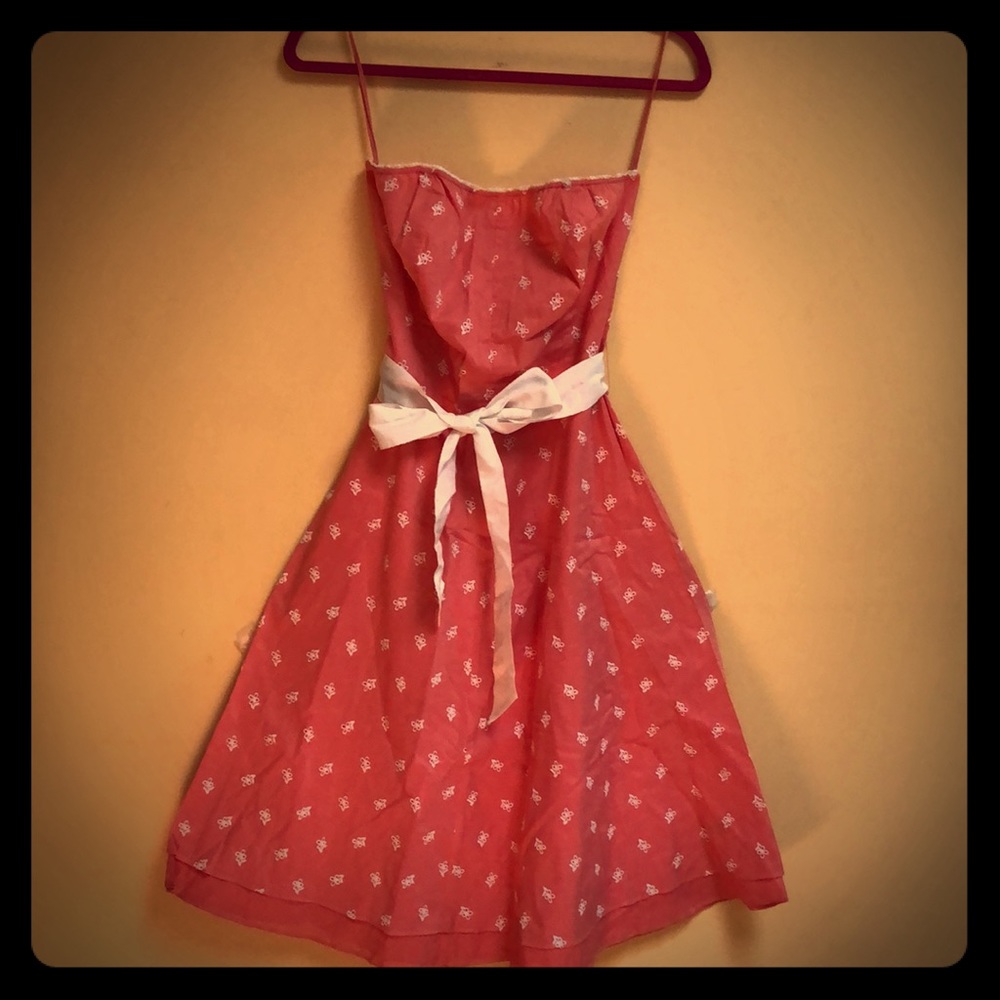 “Guess”Papaya Strapless Embroidered Dress Sz 7